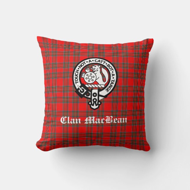 Almofada Clan MacBean Crest Crachá e Tartan (Frente)