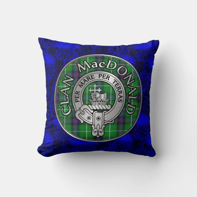 Almofada Clan MacDonald Crest e Tartan (Frente)