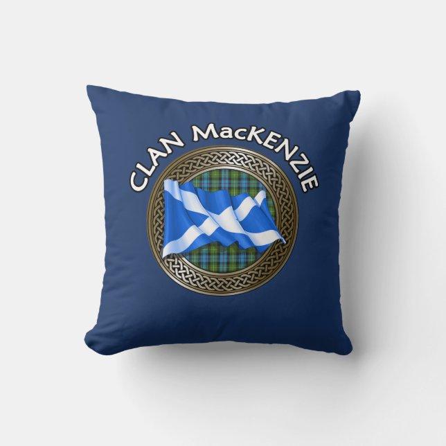 Almofada Clan MacKenzie Tartan Knot & Flag (Frente)