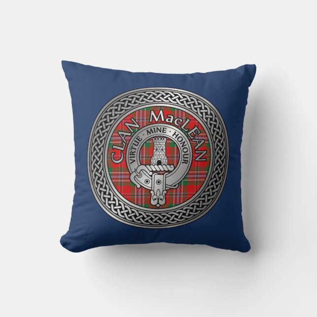 Almofada Clan MacLean Crest & Tartan Knot Travesseiro decor (Frente)