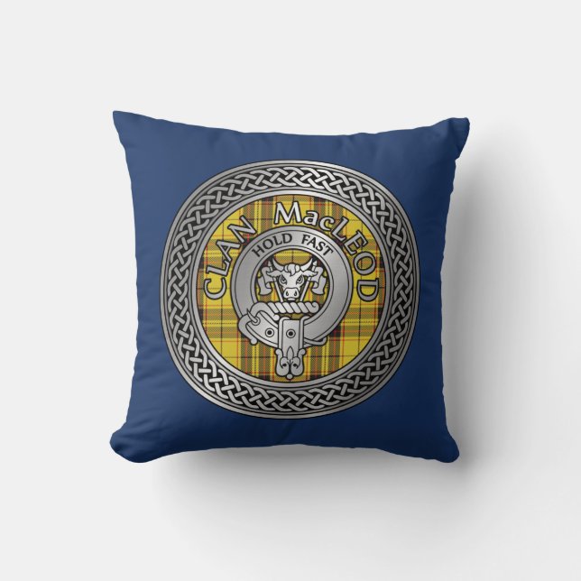 Almofada Clan MacLeod Crest & Tartan Knot Travesseiro decor (Frente)
