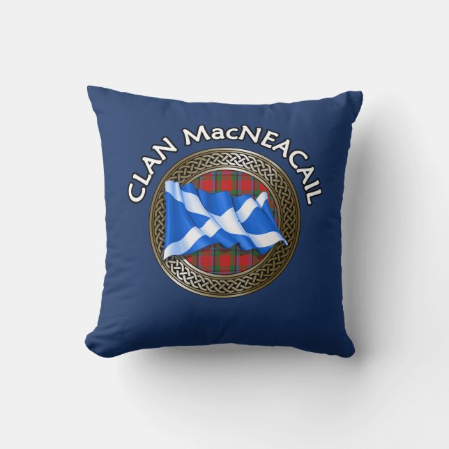 Almofada Clan MacNeacail Tartan Knot & Flag (Frente)