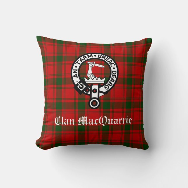 Almofada Clan MacQuarrie Tartan e Crest (Frente)