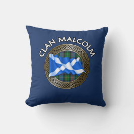 Almofada Clan Malcolm Tartan Knot & Flag