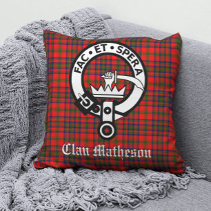 Almofada Clan Matheson Crest Crachá e Tartan