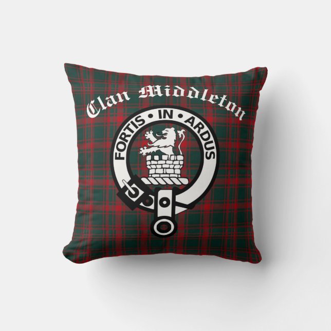 Almofada Clan Middleton Crest Crachá e Tartan (Frente)