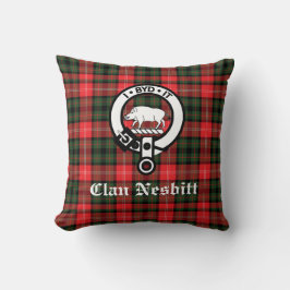 Almofada Clan Nesbitt Crest Crachá e Tartan Personalizado