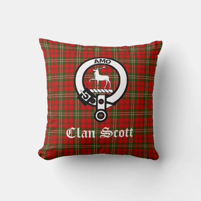 Almofada Clan Scott Crest Crachá e Tartan (Frente)