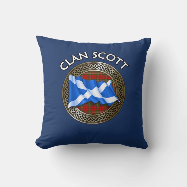 Almofada Clan Scott Tartan Knot & Flag (Frente)