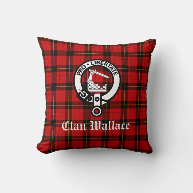 Almofada Clan Wallace Crest Crachá e Tartan (Frente)