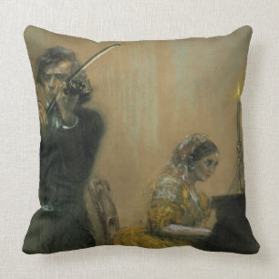 Almofada Clara Schumann (1819-96) e um violinista, 1854 (pa