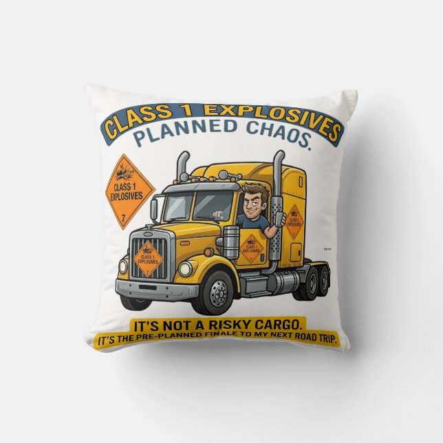 Almofada Class 1 Explosives Trucker Gift | Funny ADR Hazard (Frente)