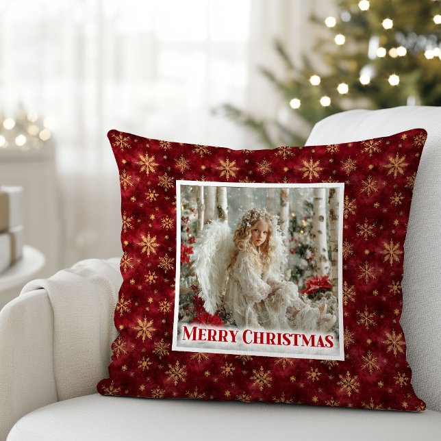 Almofada Classic Angel Red Gold Personalized Best Christmas (Classic Angel Red Gold Personalized Best Christmas Pillow

)
