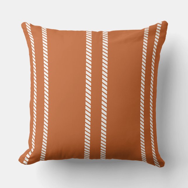 Almofada Classic Burnt Orange with Stripes Throw Pillow (Frente)