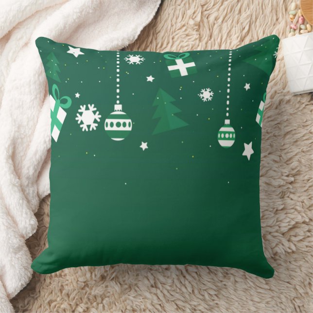 Almofada Classic Christmas Icons – Green Holiday Pillow (Cobertor)