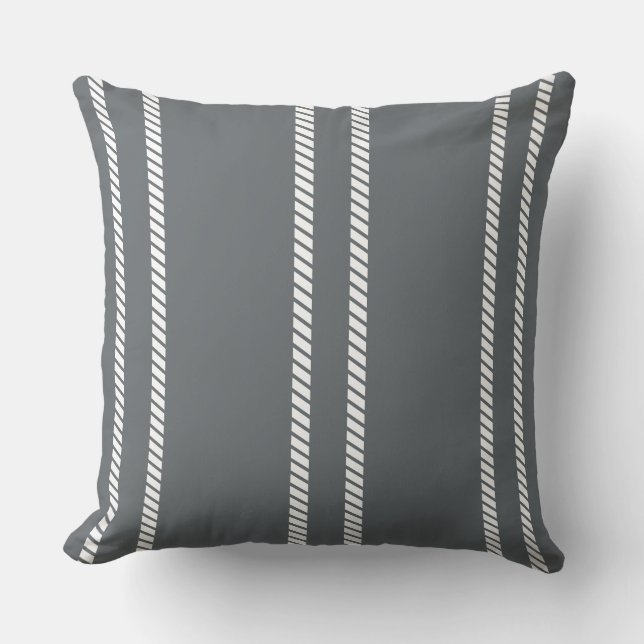 Almofada Classic Dark Grey with Stripes Throw Pillow (Frente)