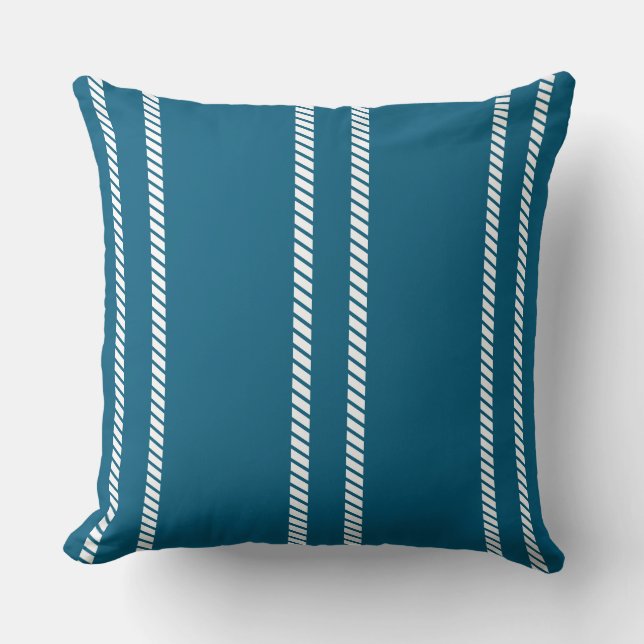 Almofada Classic Dark Teal with Stripes Throw Pillow (Frente)