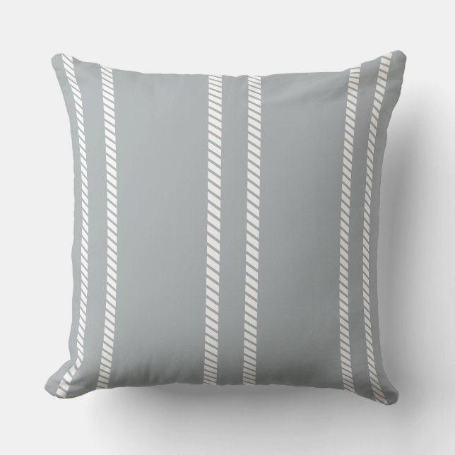 Almofada Classic Dove Grey with Stripes Throw Pillow (Frente)