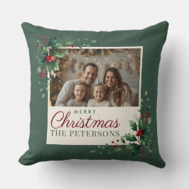 Almofada Classic Green Botanical Photo Christmas Pillow