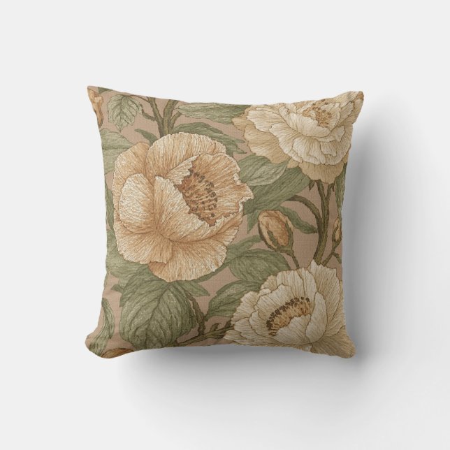 Almofada Classic,Lovely Flowers Pattern, Sage Gold Bloom (Frente)