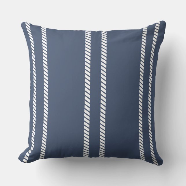 Almofada Classic Marine Blue with Stripes Throw Pillow (Frente)
