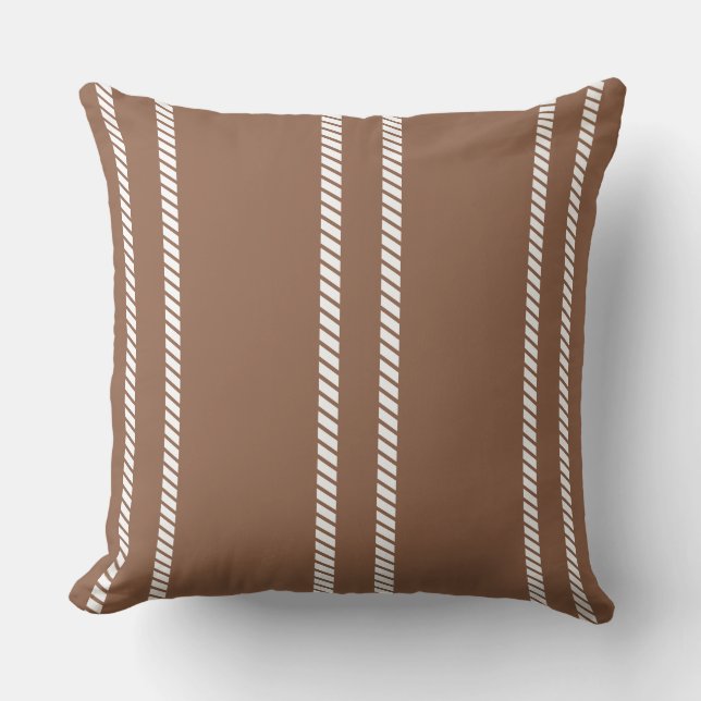 Almofada Classic Mid-tone Brown with Stripes Throw Pillow (Frente)