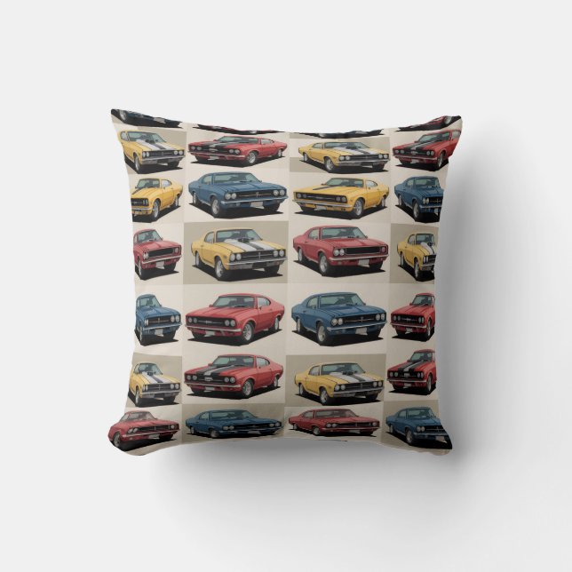 Almofada Classic Muscle Cars Grid Pattern (Frente)