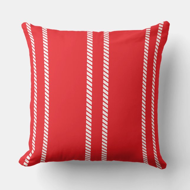 Almofada Classic Nautical Red with Stripes Throw Pillow (Frente)