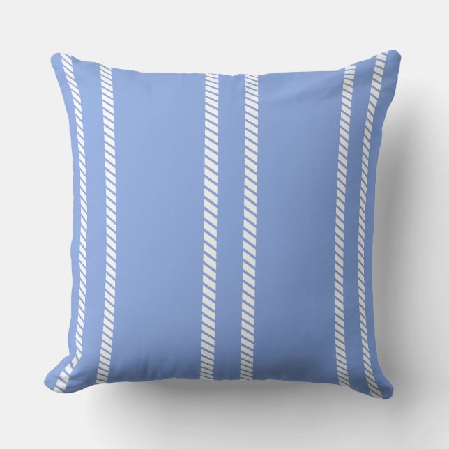 Almofada Classic Periwinkle Blue with Stripes Throw Pillow (Frente)