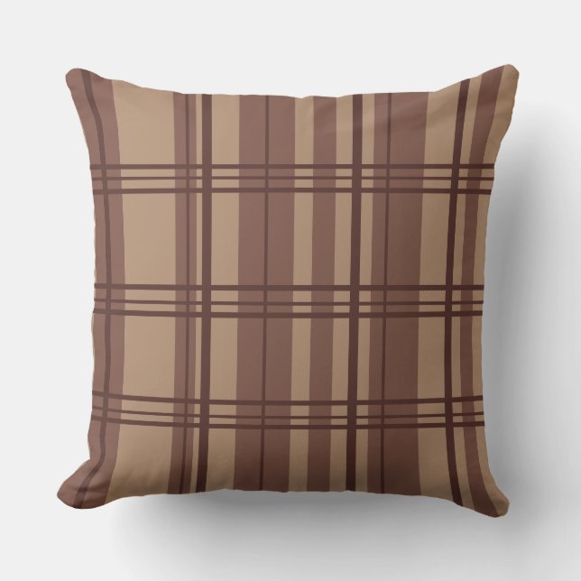 Almofada Classic Plaid Brown Shades Throw Pillow (Frente)