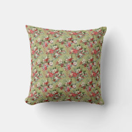 Almofada Classic Poinsettia & Berry Holiday Throw Pillow