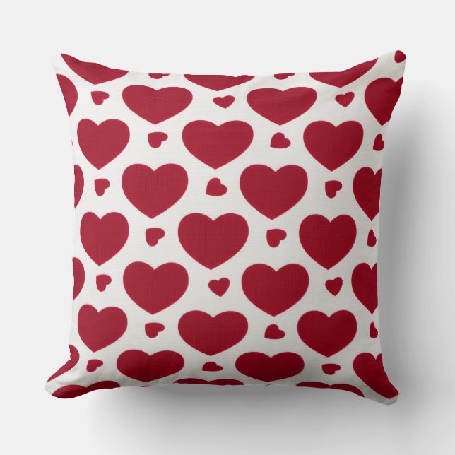 Almofada Classic Red Heart Pattern Cotton Throw Pillow (Frente)