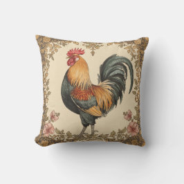 Almofada Classic,Rooster , Flowers Pattern, Vintage