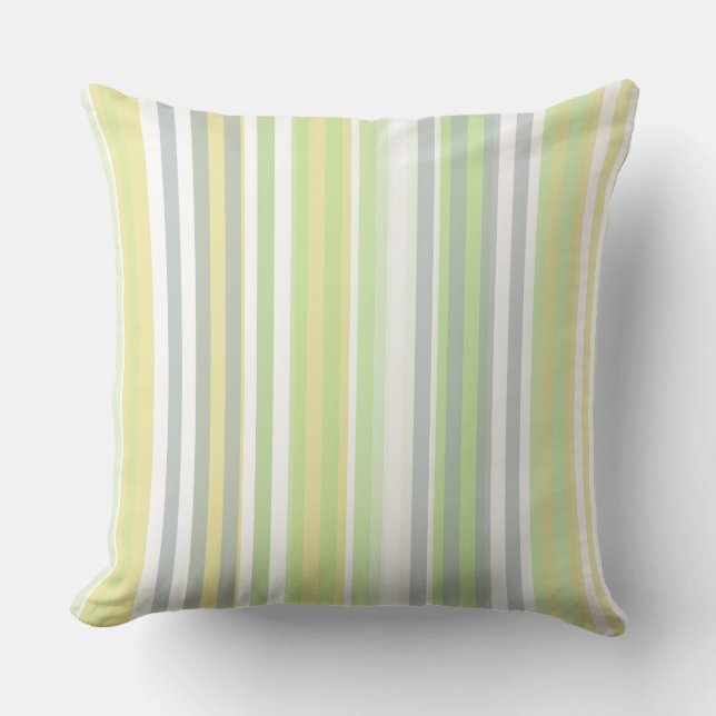 Almofada Classic Stripes Celery, Lemon, Grey Throw Pillow (Frente)