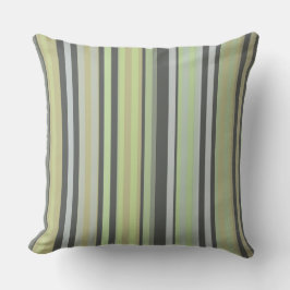 Almofada Classic Stripes Green Grey Shades Throw Pillow