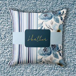 Almofada Clássico Azul-Cria Floral Personalizado com Strike