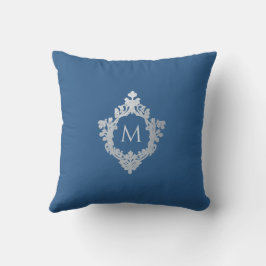 Almofada Classico Azul Monograma Elegante Crista Ornata Vin