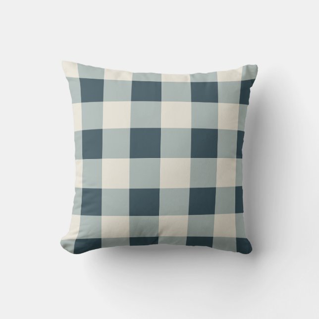 Almofada Clássico Blue Farmhouse Gingham Style (Frente)