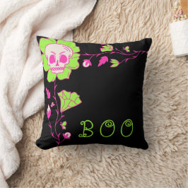 Almofada Clássico Halloween, Família Negra e Crânio Rosa