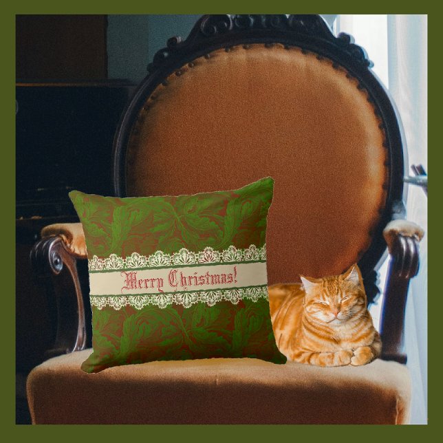 Almofada Clássico Nostálgico William Morris Pattern Holiday (William Morris Merry Christmas)