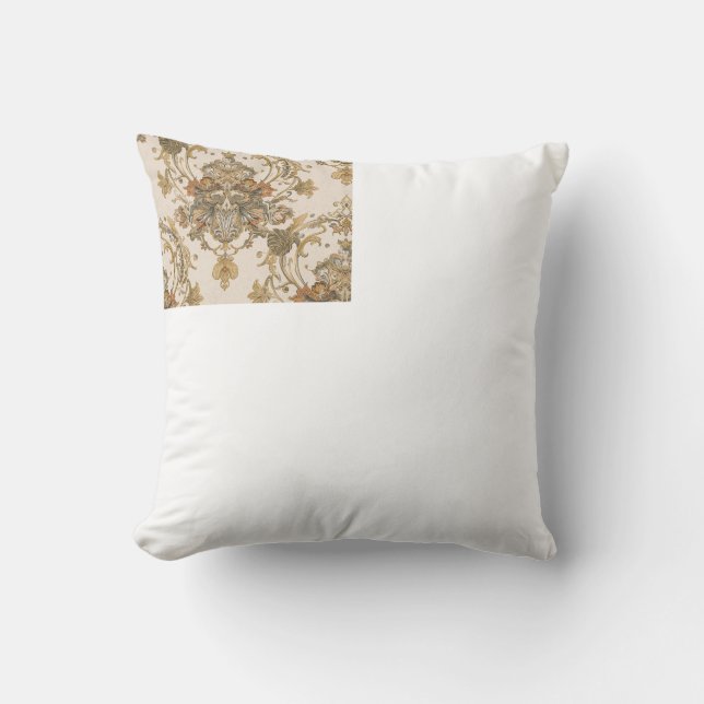 Almofada Clássico, Ornamento de Luxo, Bege Cinza Dourado (Frente)