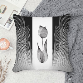 Almofada Clássico Tulip Preto e Branco Floral Mínimo