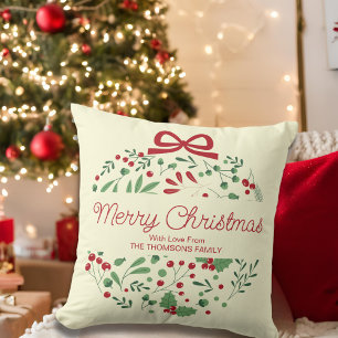 Almofada Clássico Vermelho Verde Verde Berries Natal