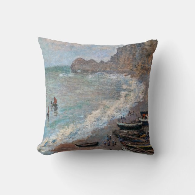 Almofada Claude Monet - A praia em Etretat (Frente)