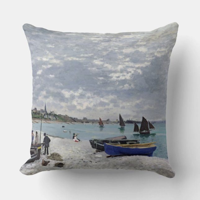 Almofada Claude Monet | a praia em Sainte-Adresse (Frente)