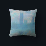 Almofada Claude Monet. Casas do Parlamento em Londres. Azul<br><div class="desc">Claude Monet,  travesseiro decorativo "Casas do Parlamento,  Londres".</div>