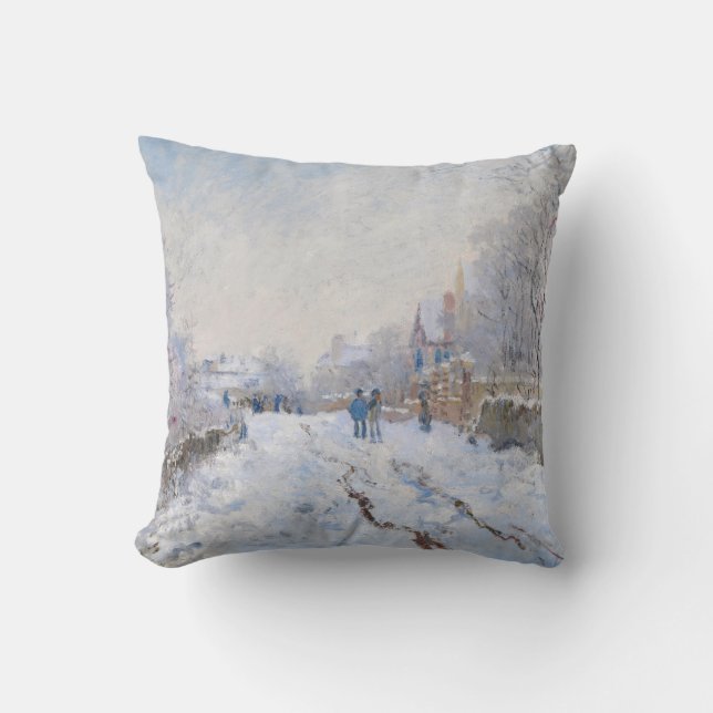 Almofada Claude Monet - Cena de neve em Argenteuil (Frente)