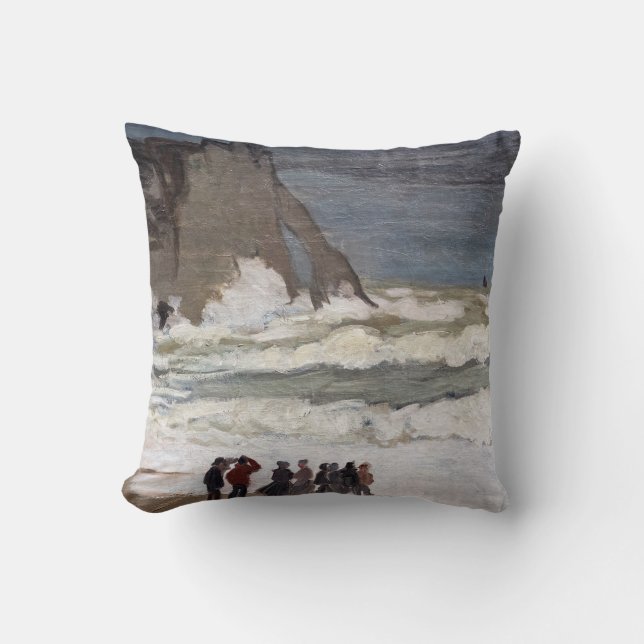 Almofada Claude Monet - Mar duro em Etretat (Frente)