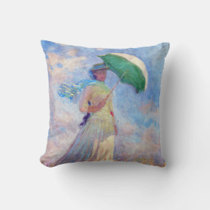 Almofada Claude Monet - Mulher com Parasol virada para a di