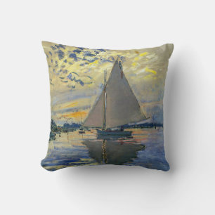 Almofada Claude Monet - Navio de vela no Le Petit-Gennevill